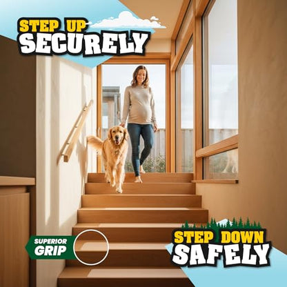 16 Pack Extra Wide Stair Treads Non Slip - 30"x6" Wide Clear Non Slip Stair Treads for Wood Steps | Self-Adhesive Anti Slip Strips for Kids, Seniors & Large Dogs | Includes Rubber Roller - size: 30" x 6"