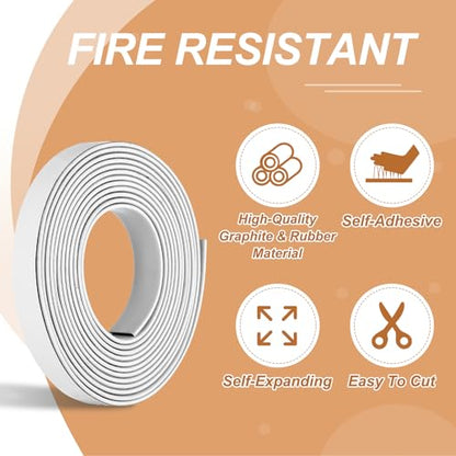 Smoke Fire Seal Strip 9.8Ft 15mm/0.59" Wx 2mm/0.08" T White - color: White, size: 9.8FT x 15mm / 0.59" W x 2mm / 0.08" T