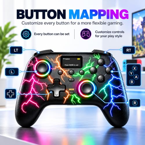 Exilapsire Wireless Controller for PC/Switch/Switch 2/iOS/Android, Black - color: Black