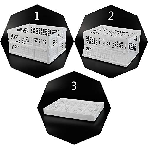 Asking 3-Pack 30 L Plastic Stacking Collapsible Crate, White - color: White, size: 30 L