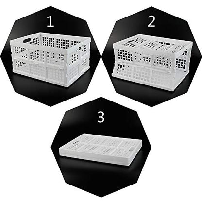 Asking 3-Pack 30 L Plastic Stacking Collapsible Crate, White - color: White, size: 30 L