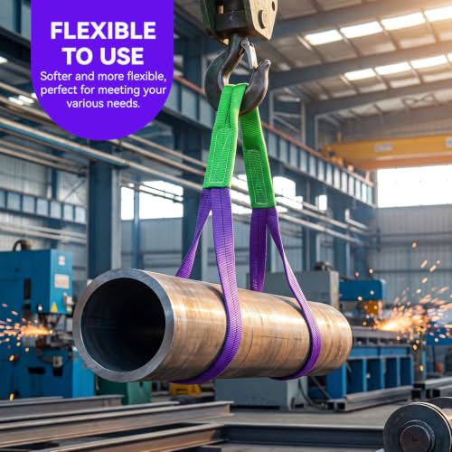 Lift Sling Straps, 1" x 3.3' Heavy Duty Endless Polyester Flat Web Sling, 1 Ton (2204 lbs) Vertical Rated Capacity, Rigging Sling for Crane Hoist, Cargo Lifting, Machinery Moving, 2-Pack - size: 1T-3.28ft(2Pack)