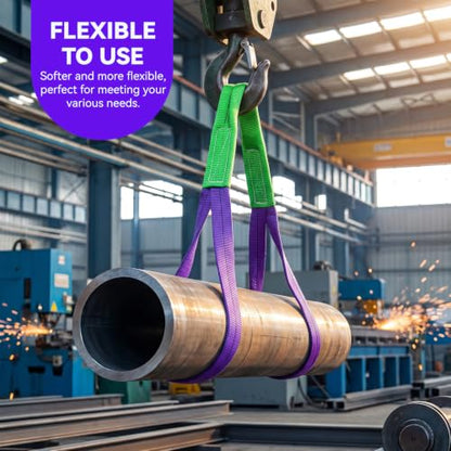 Lift Sling Straps, 1" x 6.5' Heavy Duty Endless Polyester Flat Web Sling, 1 Ton (2204 lbs) Vertical Rated Capacity, Rigging Sling for Crane Hoist, Cargo Lifting, Machinery Moving, 2-Pack - size: 1T-6.56ft(2Pack)