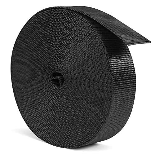 BEYOURD Webbing, Heavy Duty Webbing Straps, Extra Thick Strapping for Outdoor DIY Gear Repair, Black White - color: Black-12yard, size: 5/8" width