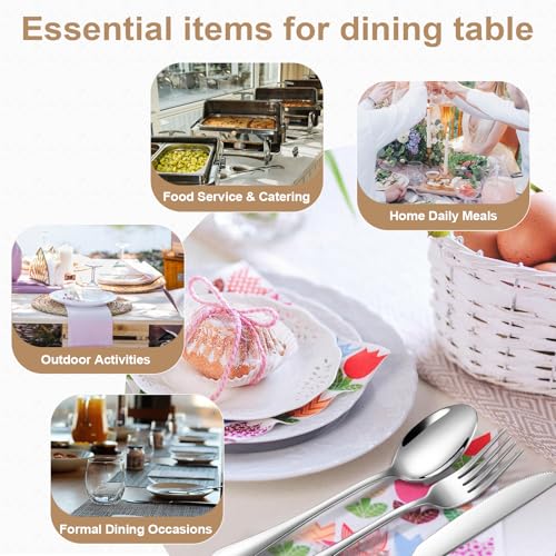 50-Piece Silverware Set for 10, Food Grade Stainless Steel Flatware Set, Mirror Polished Cutlery Utensil Set with Forks, Knives and Spoons, Dishwasher Safe for Home, Restaurant, Wedding and Party Use - size: 50-Piece