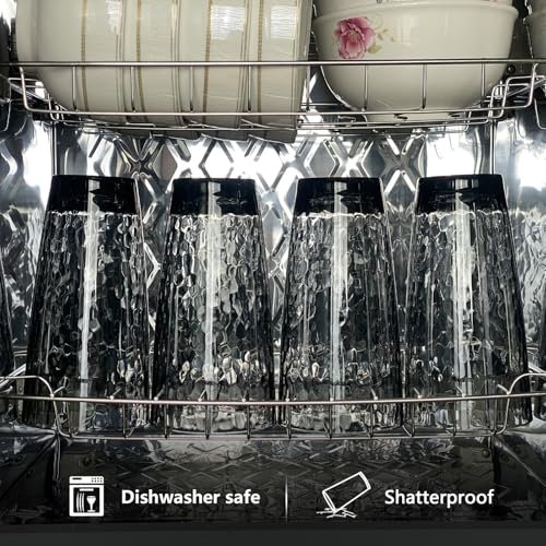 26-Ounce Plastic Tumblers (Set of 6), Reusable Plastic Mugs, BPA-Free Acrylic to Drink Mugs, Shatter Resistant, Textured Interior, Dishwasher Safe (Grey, 26 Ounce) - color: Gray, size: 26 Ounce