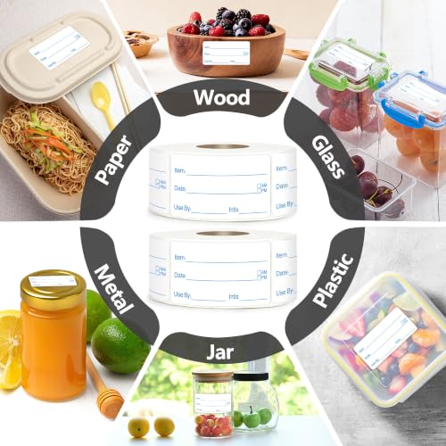 2 Rolls 1000 Pcs 1 inch X 2 inch Restaurant Quality Shelf Life Food Rotation Labels, Self-Adhesive Removable for Reusable Containers, Food Safety Date Sticker, Leftover Labels (Doukle-Blue) - style: Doukle-Blue