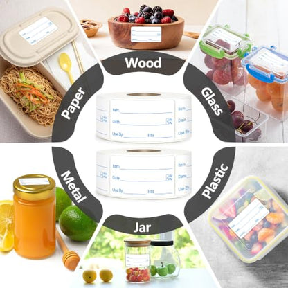 2 Rolls 1000 Pcs 1 inch X 2 inch Restaurant Quality Shelf Life Food Rotation Labels, Self-Adhesive Removable for Reusable Containers, Food Safety Date Sticker, Leftover Labels (Doukle-Blue) - style: Doukle-Blue