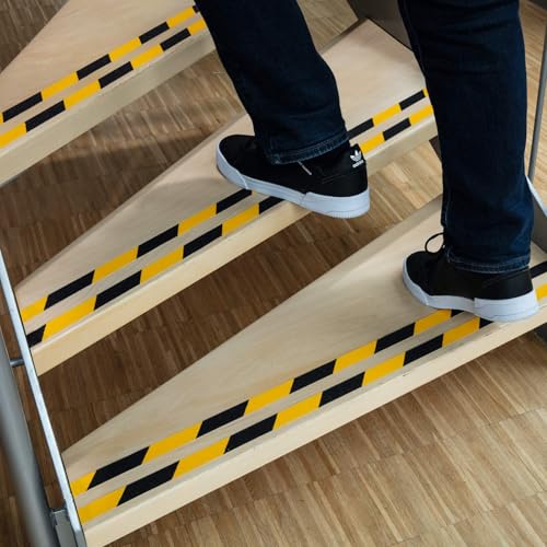 Durable DURALINE Floor Tape, Non-Slip Self-Adhesive, Yellow/Black, 1" x50ft - color: Yellow/Black, size: 25 mm x 15 m