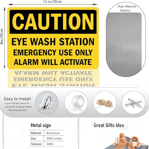 Emergency Eye Wash Station Caution Metal Sign 8 x 12 Inch