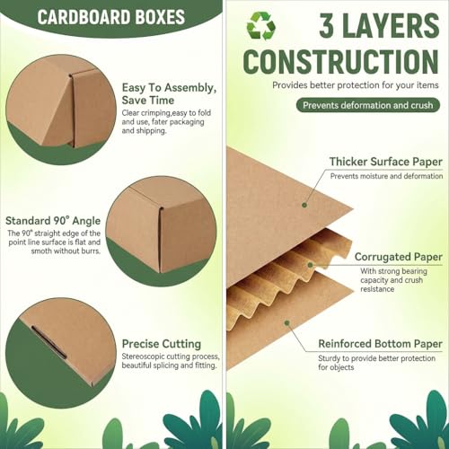 13x10x2 Cardboard Shipping Boxes Set of 20, Brown - size: 13" x 10" x 2"