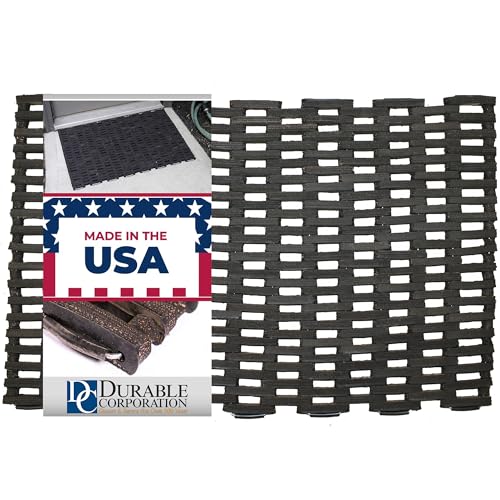 Durable Corporation Durite Outdoor Entrance Mat, Recycled Rubber Tire-Link Doormat, Heavy Duty Straight Weave Drainage Mat, Black, 20" x 30" - size: 30"L x 20"W x 0.6"Th