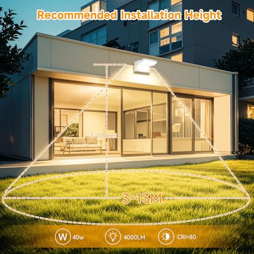 3Pack Outdoor LED Wall Light 40W White Flood Lights 350°Rotation - color: 3/40w/3000k/White