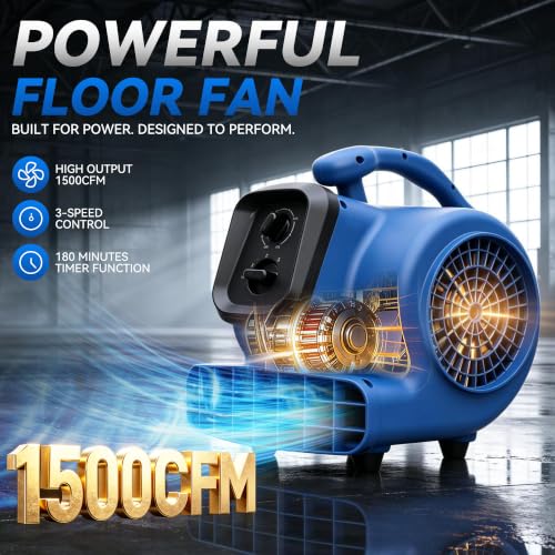Blower Fan Air Mover (Blue, 1500CFM) - size: 1500CFM