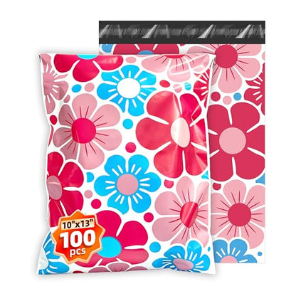 100pcs 10x13 Inch Poly Mailers For Shipping And Self Seal Packaging - color: Flower, size: 10" x 13"100pcs