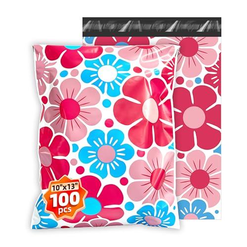 100pcs 10x13 Inch Poly Mailers For Shipping And Self Seal Packaging - color: Flower, size: 10" x 13"100pcs