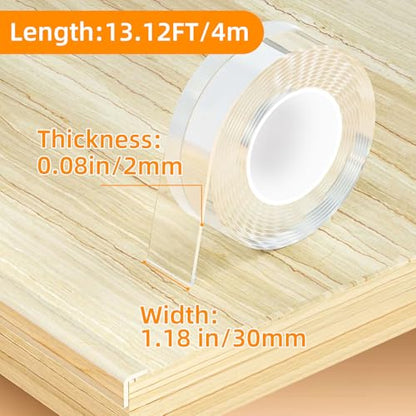 1.18 in x 13.12 FT Clear Edge Protector Strip Sharp Edge Wrap Cover Tape - size: 1.18in x 13.12FT, 1 Roll, 0 Corners