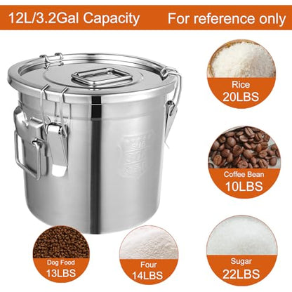 DYNAMI 304 Stainless Steel Airtight Container 3.2Gal/405oz,Holds 20Lbs Rice
