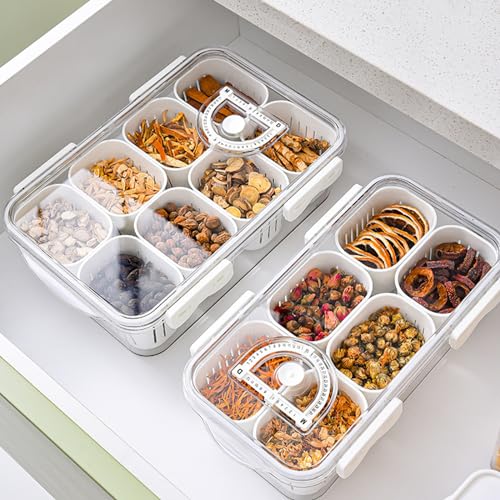 Veggie Tray Divided Serving Tray with Lid, Salad Bar Container for Fridge - color: 8 Colanders