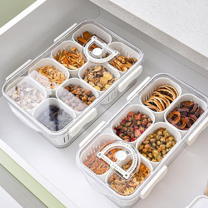 Veggie Tray Divided Serving Tray with Lid, Salad Bar Container for Fridge - color: 8 Colanders