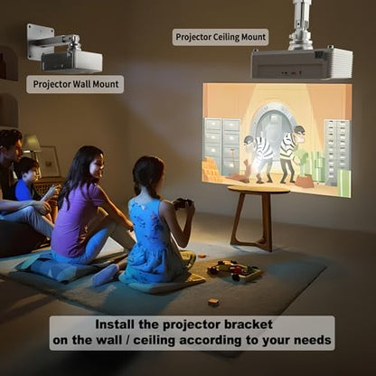 Projector Stand, Single Hole Hanging Height Adjustable Projector Ceiling/Wall Mount, Projector Shelf for Ceiling Wall Accessories - Aluminum Alloy Material, Load 22 lbs - Silver