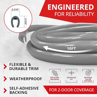 All-Fit Automotive Car Door Edge Protector Made in the USA (10 Ft - Silver) - color: Silver
