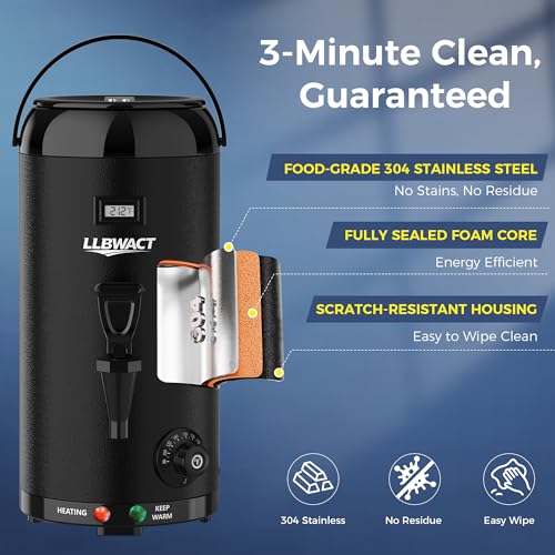 12L Electric Beverage Dispenser - Smart Temperature Control Heated Drink Container for Coffee,Hot Chocolate,Tea & Party Drinks,Large Capacity Office & Home Warmer with Safety Auto-Off - color: Black