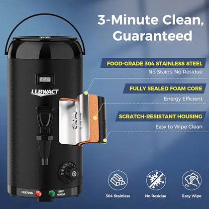 12L Electric Beverage Dispenser - Smart Temperature Control Heated Drink Container for Coffee,Hot Chocolate,Tea & Party Drinks,Large Capacity Office & Home Warmer with Safety Auto-Off - color: Black