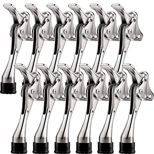 Chumia 12 Pcs Heavy Duty Door Stoppers 5.2 Inch One Touch Adjustable Kickdown Door Stoppers Metal Doors Kickstand with Rubber Tips Easy Pedal