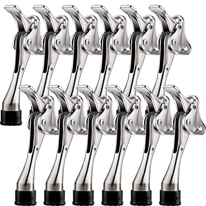 Chumia 12 Pcs Heavy Duty Door Stoppers 5.2 Inch One Touch Adjustable Kickdown Door Stoppers Metal Doors Kickstand with Rubber Tips Easy Pedal