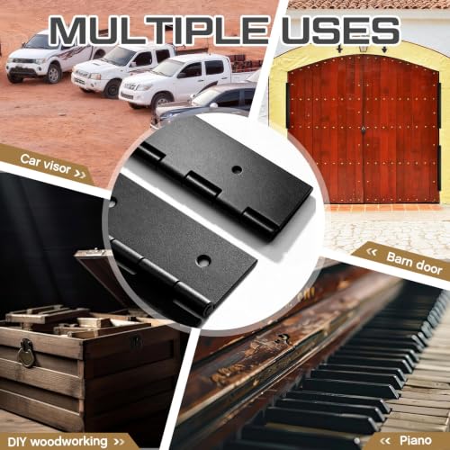 Zonon 4 Pack Heavy Duty Piano Hinge 12'' x 3'' Width 0.060'' Thick, Black - color: Black, size: 12''