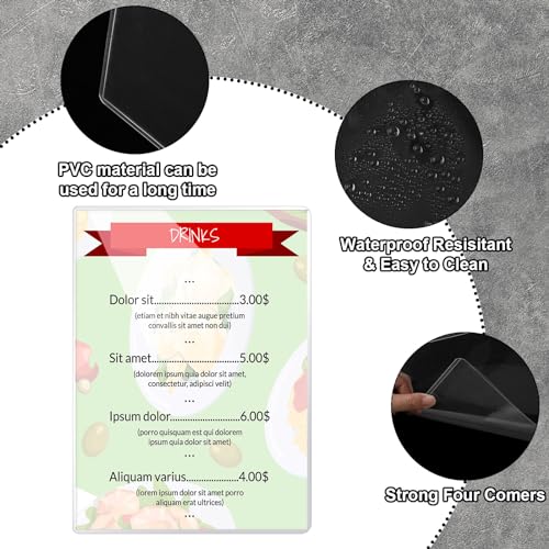 Zhanmai 96 Pcs Clear Vinyl Menu Cover 8.5'' x 14'' Reusable Menu Holder Restaurant Menu Covers Double Sided 2 View Menu Sleeves, Two Viewing Surfaces