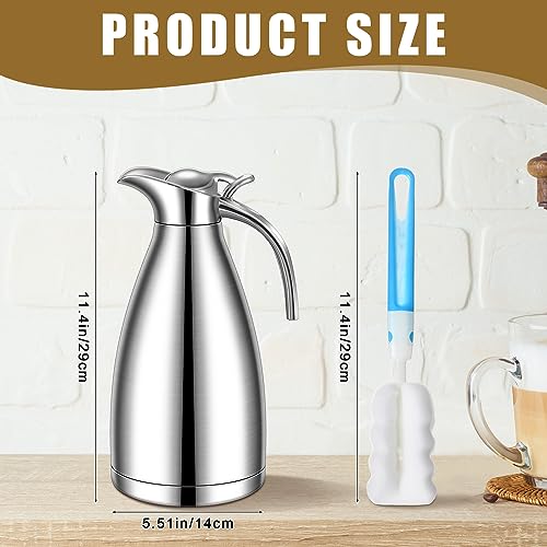 Uiifan 2 Pcs 68oz Thermal Coffee Carafe for Keeping Hot/Cold - color: Silver