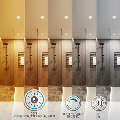 TORCHSTAR 8-Pack 5CCT 6 Inch LED Recessed Light Canless, White - color: White-5CCT, size: 6 Inch