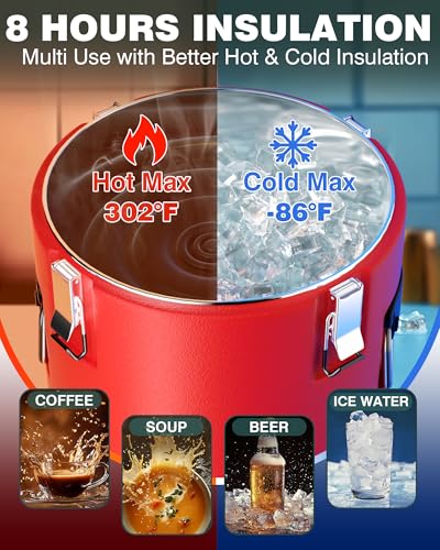 WantJoin Insulated Beverage Dispenser 8 Gallon, Stainless Steel Hot & Cold Drink Dispenser with Spigot Handles, Thermal Drink Container for Juice Tea Milk Catering Restaurant Parties - size: 8 Gallons
