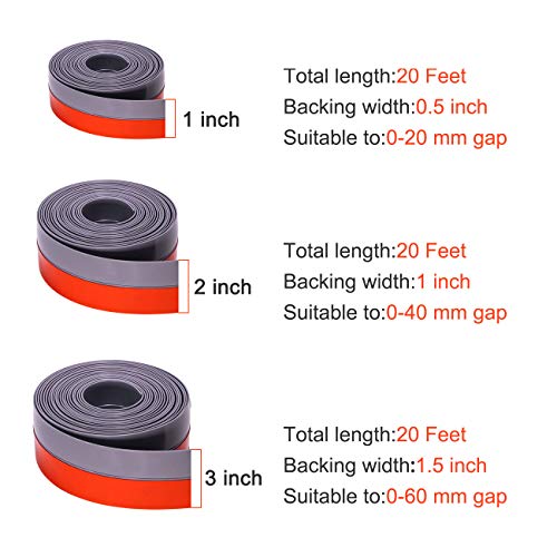 TORRAMI Silicone Weather Stripping, 2 in x 20 ft, Gray Door Seal - color: Gray, size: 2inch