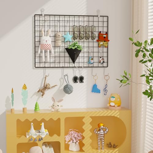 C&AHOME Photo Wall Display Set of 2, Wall Grid Panel, 17.7" x 25.6", Black - color: Black, size: 17.7 x 25.6 (45x65cm)