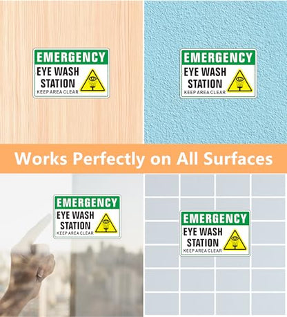 Eye Wash Station Sign, (2 Pack) Self Adhesive Rust Free and Reflective Aluminum Metal Signs Sticker for Wall, Indoor Outdoor Use (9 x 6 inches, Green/White) - color: Green /White