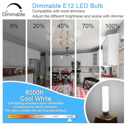 Dimmable E12 LED Bulbs 120W 150W Equivalent, C7 1500LM 6000K Daylight White - color: Daylight White 6000k