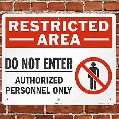 SmartSign 24" x 30" 'Restricted Area Do Not Enter, Authorized Personnel Only' Metal Sign with Symbol, 80 mil Aluminum, 3M Laminated Engineer Grade Reflective, Red, White and Black, USA-Made - style: 24" x 30" - EG Reflective