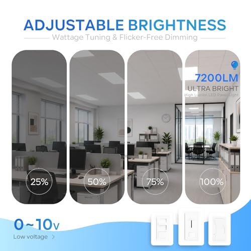 LVWIT 6 Pack 2x4 LED Flat Panel Light, 7200LM, 40/50/60W, 0-10V