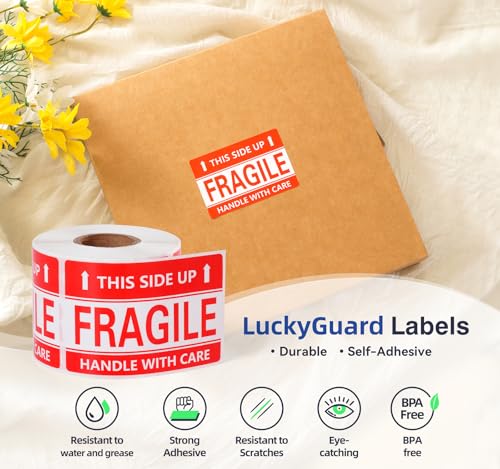 3 x 2 Inch Handle with Care This Side Up 300 Permanent Adhesive Fragile Stickers for Shipping Moving Glass Labels (1 Roll, 300 Labels) - size: 3" x 2", style: 1 Roll - 300 PCS - This Side Up