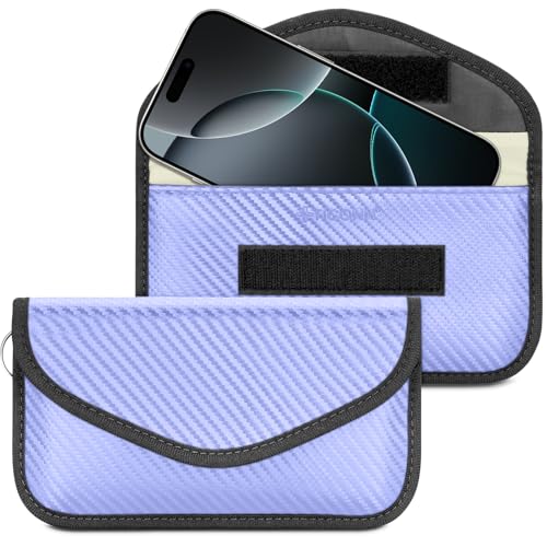 TICONN 2PK Faraday Bag for Car Key Fob, Anti-Theft NFC RFID Blocking Pouch - color: Blue, size: Large