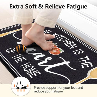 Yamaziot 24"x 94" Anti Fatigue Kitchen Rug, Non-Slip Cushioned Floor Mat - color: Black, size: 24"x 94"