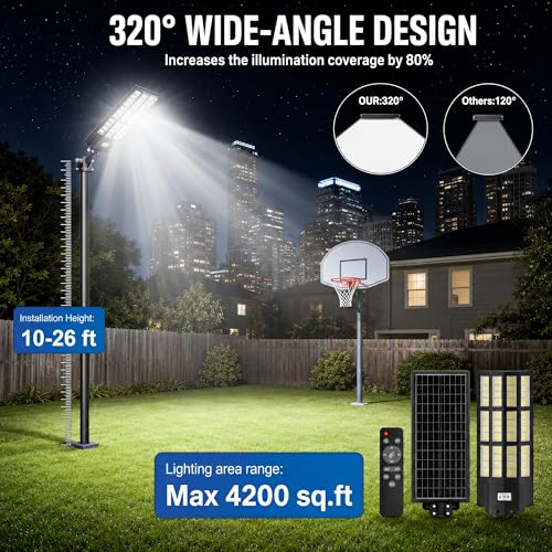 OKPRO Solar Street Light Outdoor, IP66 Waterproof Solar Lights Outdoor - size: 15000-2P