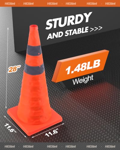 HiGiant 4 Pack 28" Collapsible Traffic Safety Cones, Orange Cones - size: 28inch