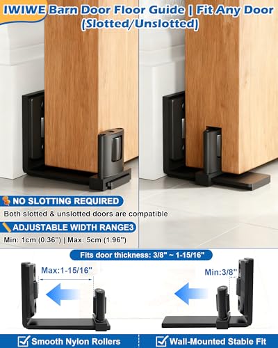 Barn Door Bottom Roller Guide U Shape Adjustable Wall Mount Floor Stopper - size: U-Shape Guide - 2 Pack