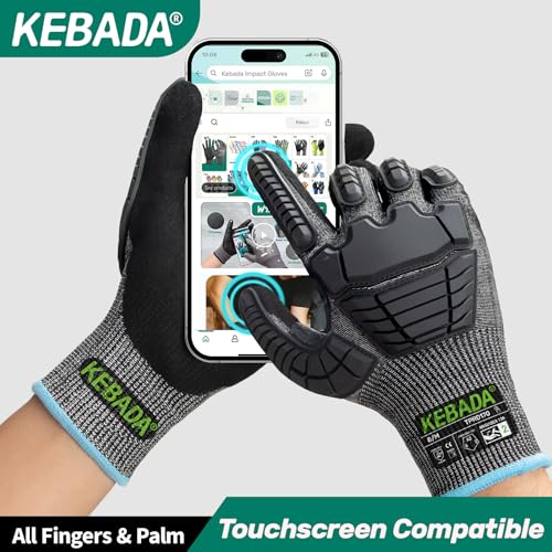 Kebada Impact Protection Gloves, ANSI A2 Cut Resistant, 1/3 Pairs - color: Black (1 Pair), size: Large
