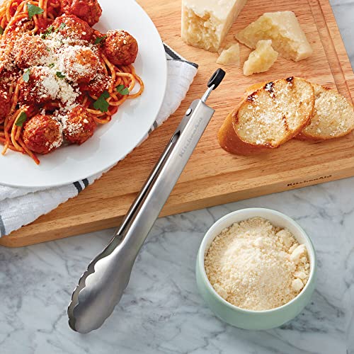KitchenAid Gourmet Stainless Steel Serving Tongs with Hang Hook and Secure Closing Lock, 9 Inch, Stainless Steel (Pack of 12) - color: Stainless Steel, size: 9 Inches (Pack of 12)