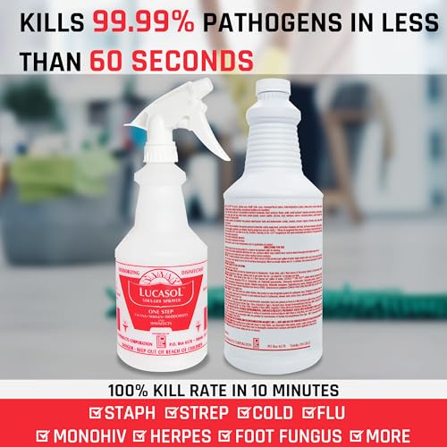 Lucasol One Step Hospital Grade Disinfectant Refillable Spray Bottle - style: 1 Quart+Spray Bottle